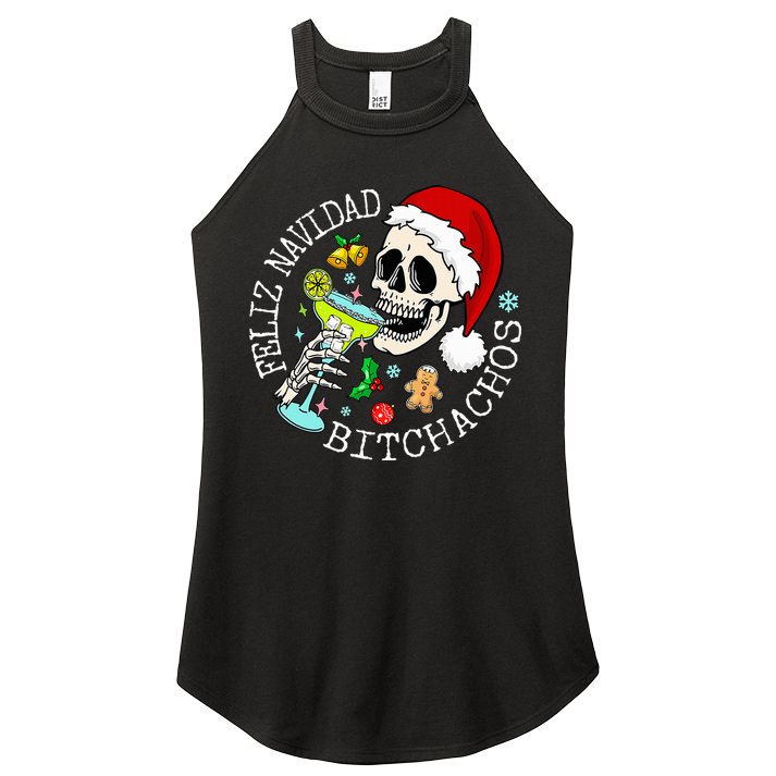 Feliz Navidad Bitchachos Funny Skull Spanish Women's Perfect Tri Rocker Tank