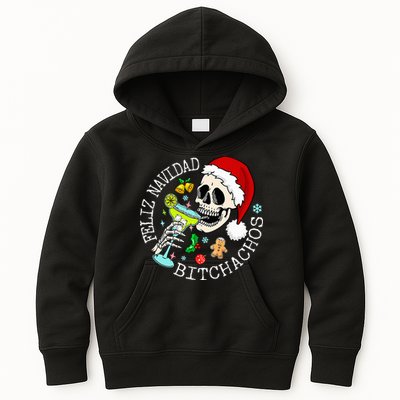Feliz Navidad Bitchachos Funny Skull Spanish Kids Hoodie