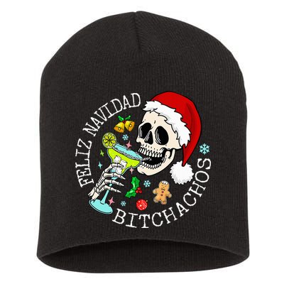 Feliz Navidad Bitchachos Funny Skull Spanish Short Acrylic Beanie
