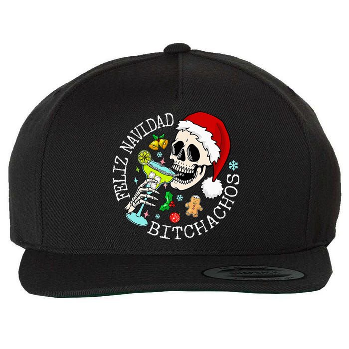 Feliz Navidad Bitchachos Funny Skull Spanish Wool Snapback Cap