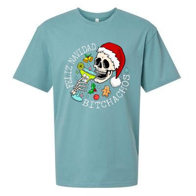 Feliz Navidad Bitchachos Funny Skull Spanish Sueded Cloud Jersey T-Shirt