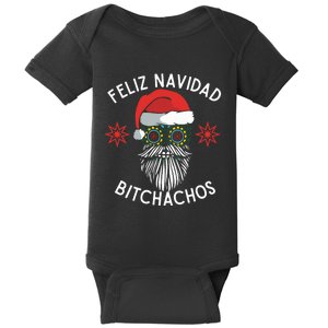 Feliz Navidad Bitchachos Funny Spanish Merry Christmas Skull Baby Bodysuit