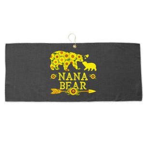 Funny Nana Bear Sunflower Mothers Day Fathers Day Large Microfiber Waffle Golf Towel