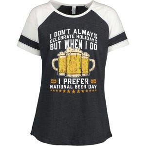 Funny National Beer Day Saying Gift Beer Lover Cute Gift Enza Ladies Jersey Colorblock Tee