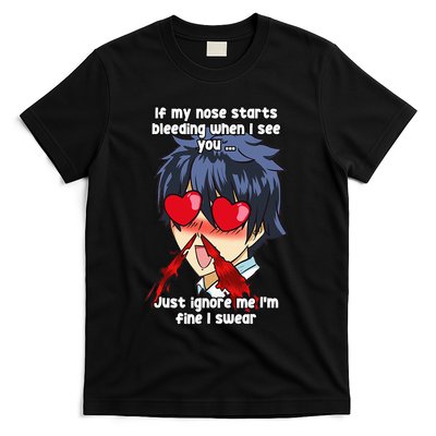 Funny Nose Bleed Anime Perv Simp Otaku Manga Anime Humor T-Shirt
