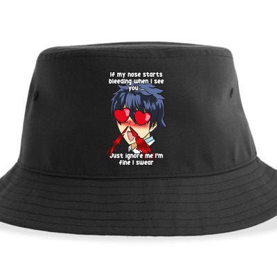 Funny Nose Bleed Anime Perv Simp Otaku Manga Anime Humor Sustainable Bucket Hat