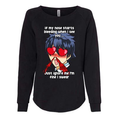 Funny Nose Bleed Anime Perv Simp Otaku Manga Anime Humor Womens California Wash Sweatshirt