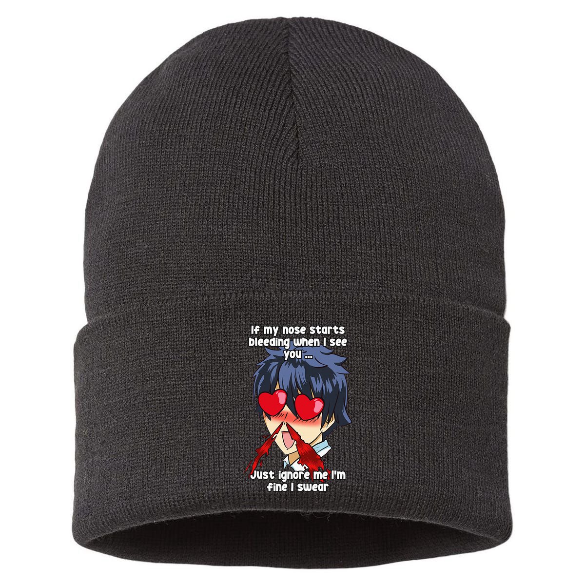 Funny Nose Bleed Anime Perv Simp Otaku Manga Anime Humor Sustainable Knit Beanie