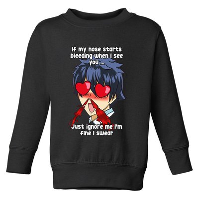 Funny Nose Bleed Anime Perv Simp Otaku Manga Anime Humor Toddler Sweatshirt