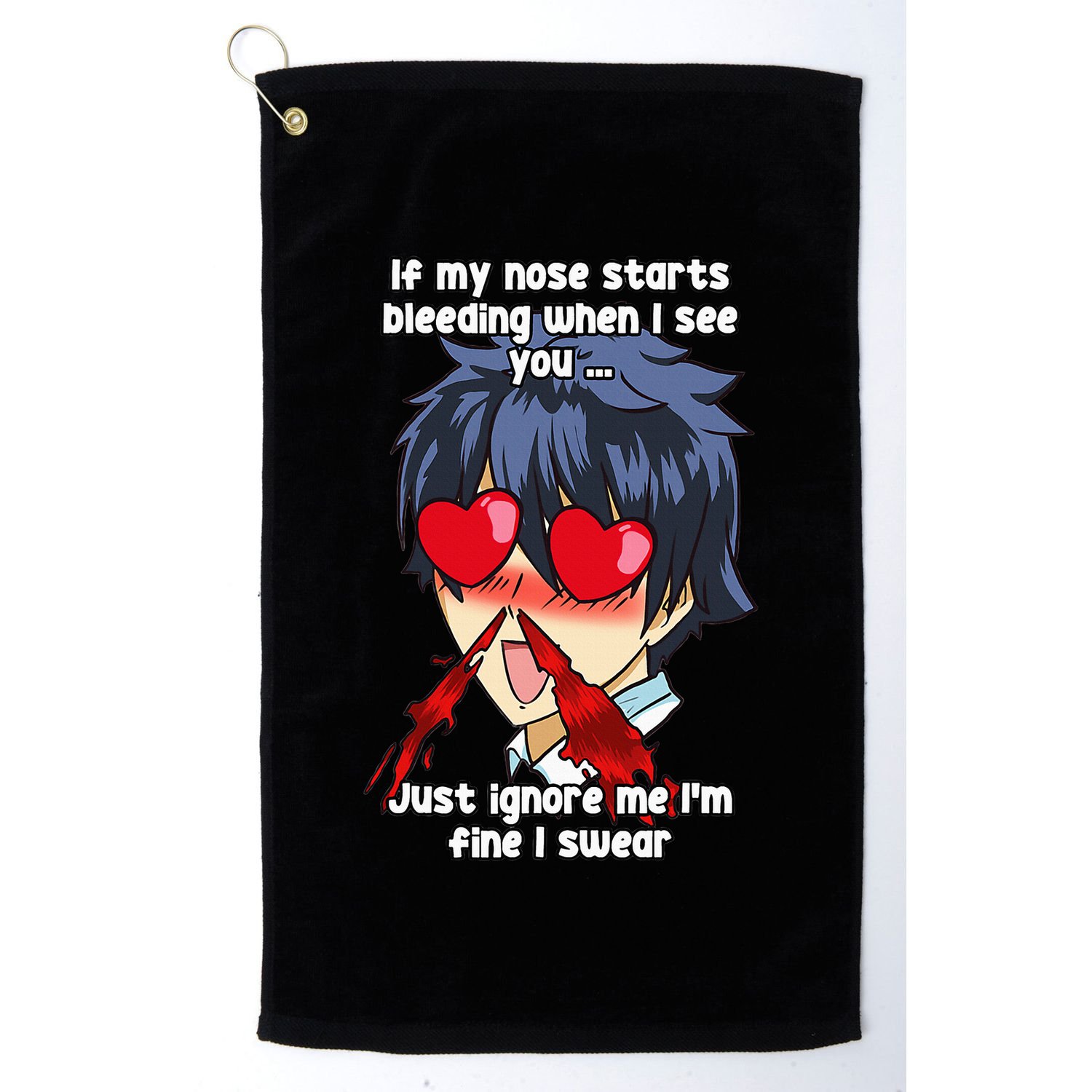 Funny Nose Bleed Anime Perv Simp Otaku Manga Anime Humor Golf Towel