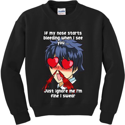 Funny Nose Bleed Anime Perv Simp Otaku Manga Anime Humor Kids Sweatshirt