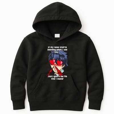 Funny Nose Bleed Anime Perv Simp Otaku Manga Anime Humor Kids Hoodie