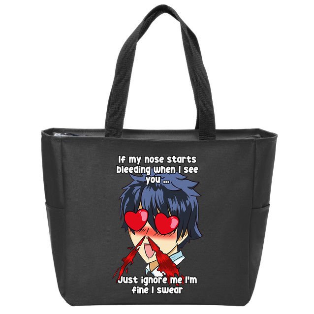 Funny Nose Bleed Anime Perv Simp Otaku Manga Anime Humor Zip Tote Bag