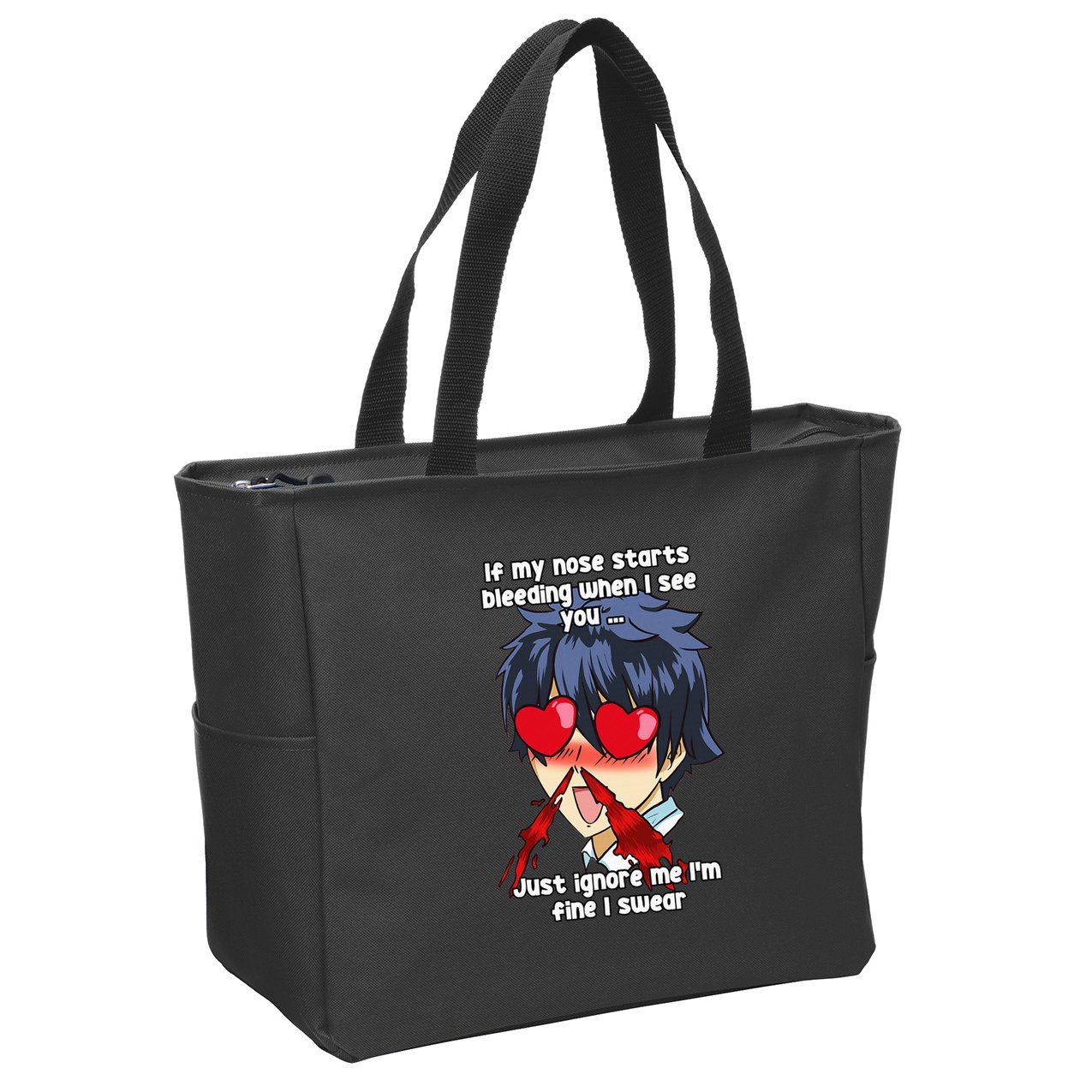 Funny Nose Bleed Anime Perv Simp Otaku Manga Anime Humor Zip Tote Bag