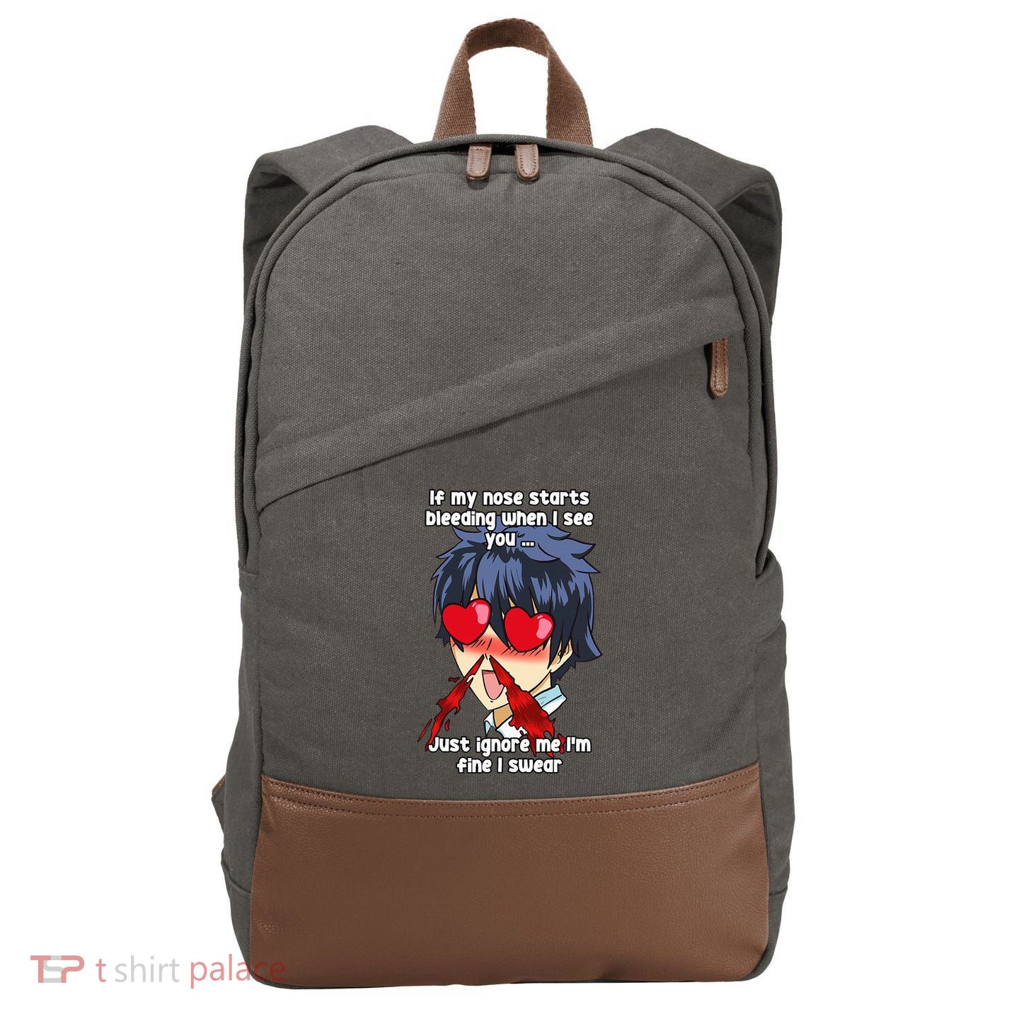 Funny Nose Bleed Anime Perv Simp Otaku Manga Anime Humor Cotton Canvas Backpack