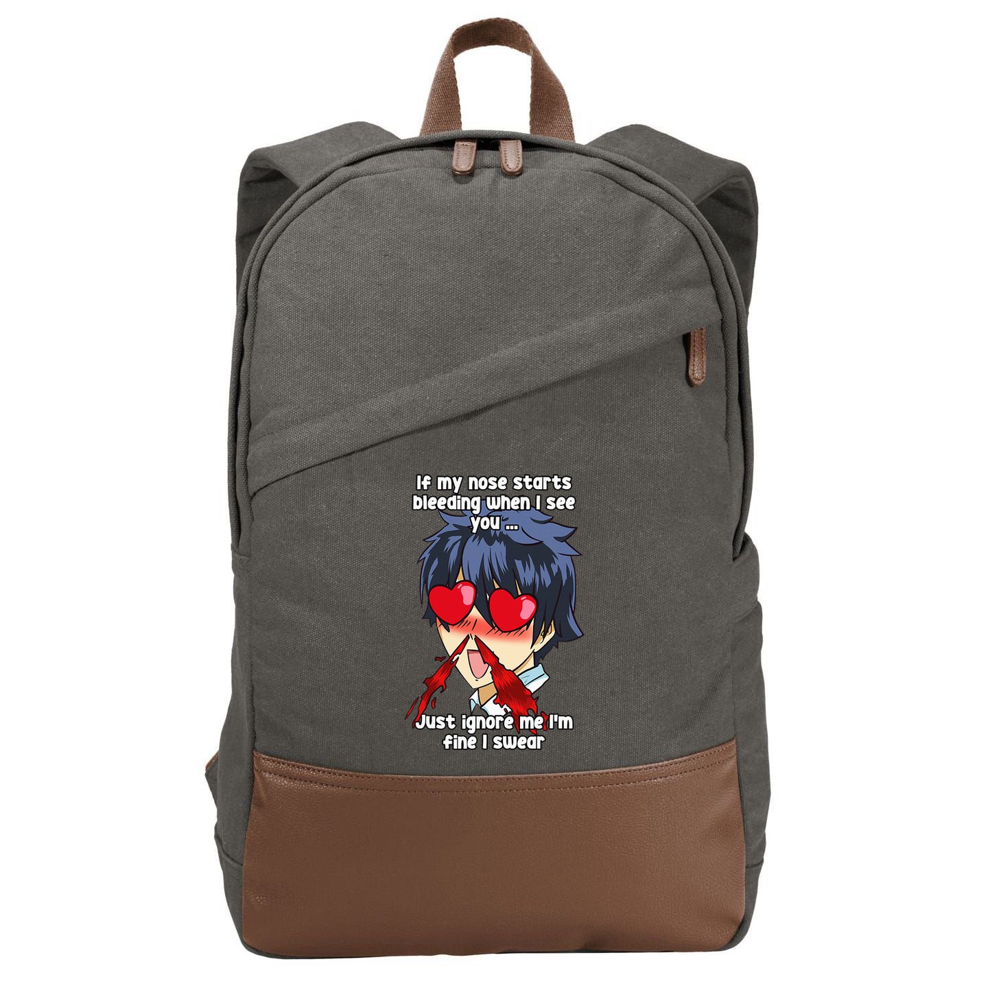 Funny Nose Bleed Anime Perv Simp Otaku Manga Anime Humor Cotton Canvas Backpack