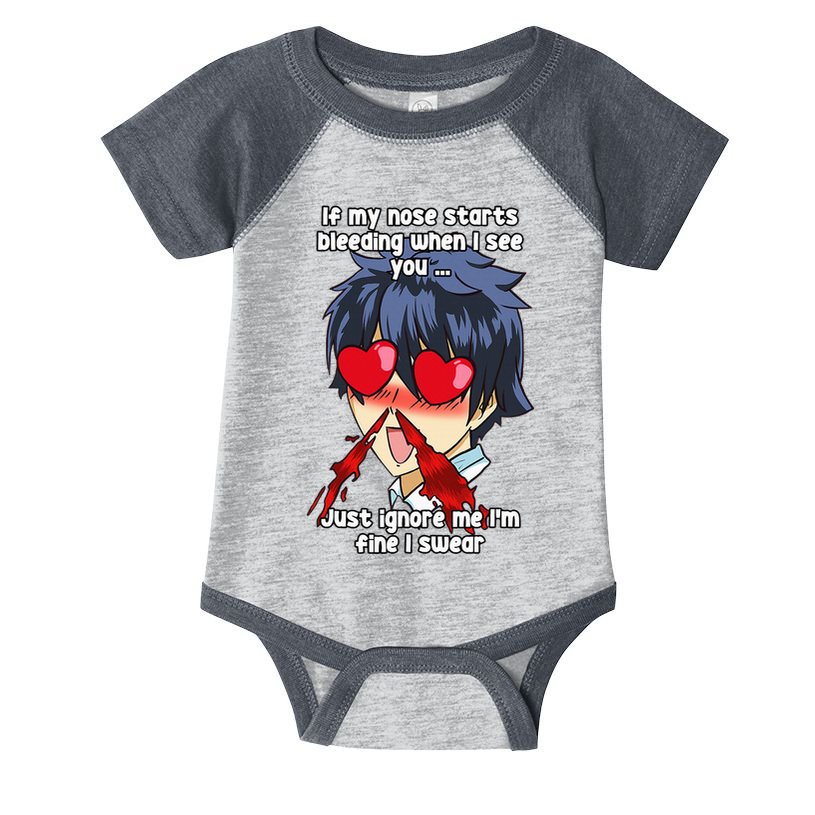 Funny Nose Bleed Anime Perv Simp Otaku Manga Anime Humor Infant Baby Jersey Bodysuit