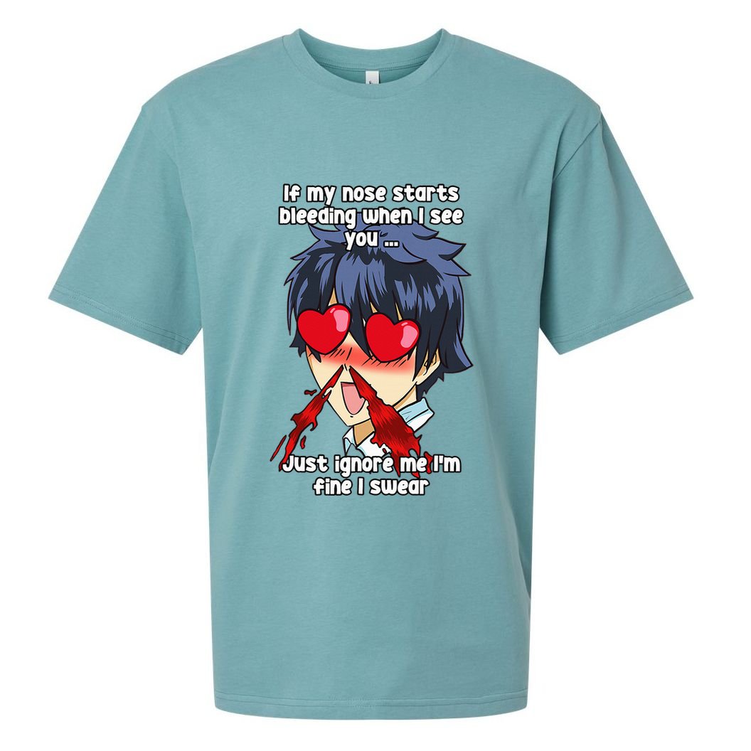 Funny Nose Bleed Anime Perv Simp Otaku Manga Anime Humor Sueded Cloud Jersey T-Shirt
