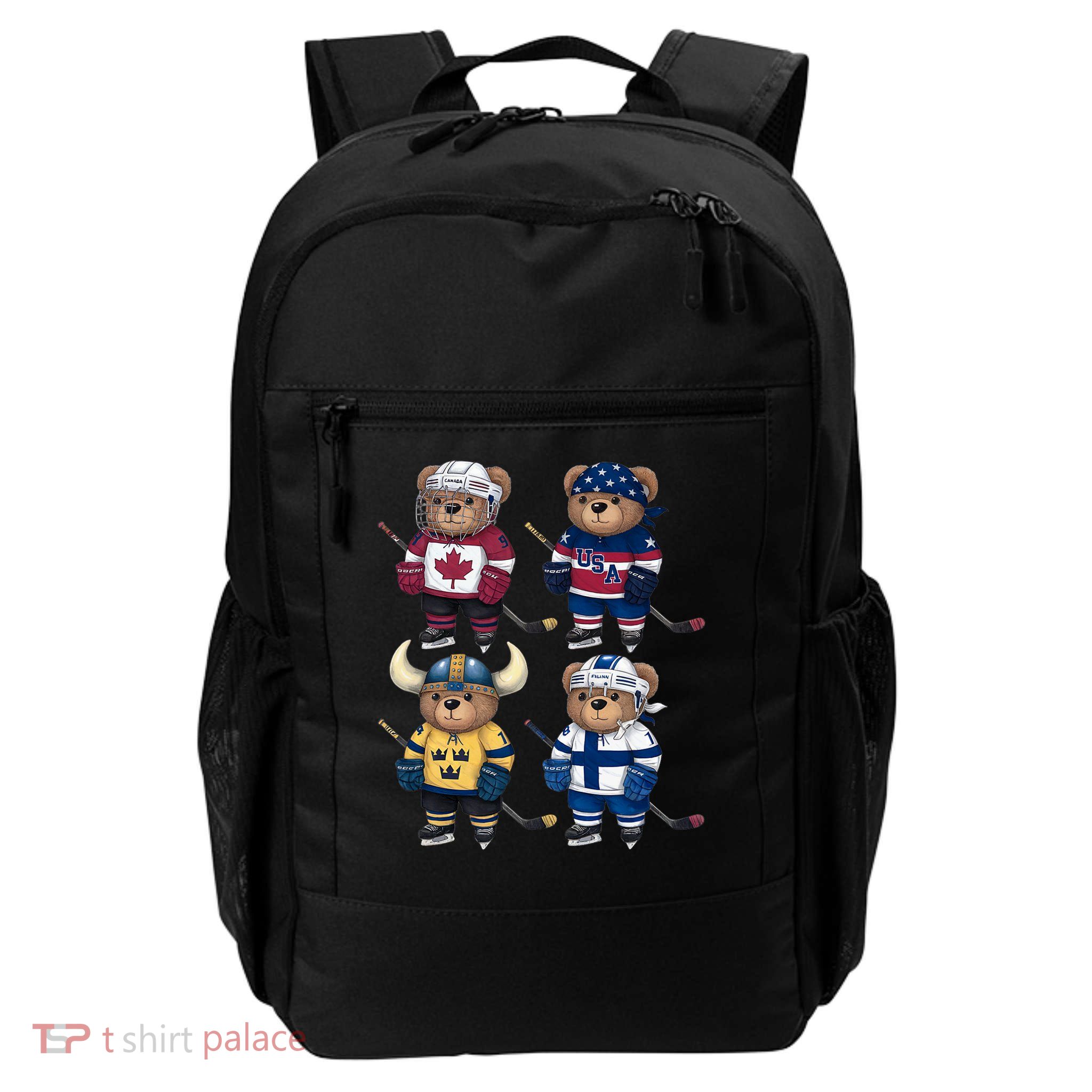 Four Nations Battle Global Face Of Teddy Bear Hockey 2025 Daily Commute Backpack