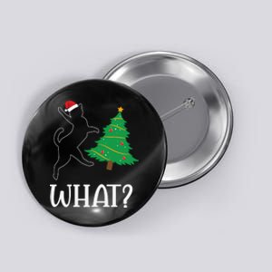 Funny Naughty Black Cat Pushing Christmas Tree Over Cat What Button