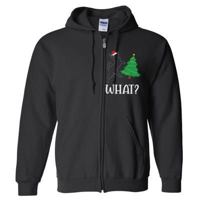 Funny Naughty Black Cat Pushing Christmas Tree Over Cat What Full Zip Hoodie