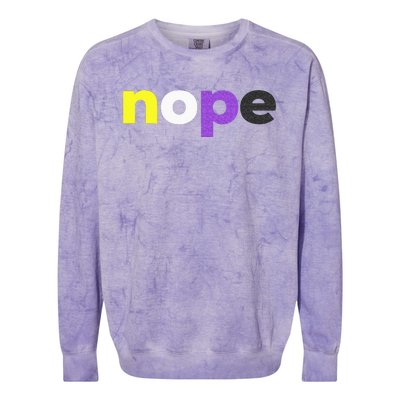 Funny Non Binary Pride Nope Nonbinary LGBTQ Enby Flag Colorblast Crewneck Sweatshirt