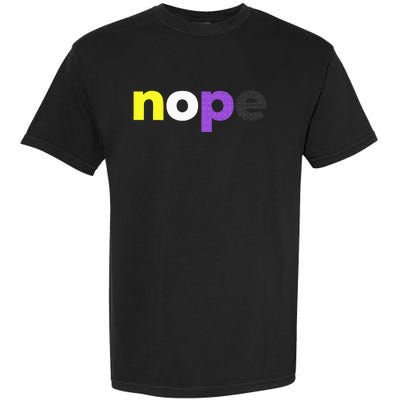 Funny Non Binary Pride Nope Nonbinary LGBTQ Enby Flag Garment-Dyed Heavyweight T-Shirt