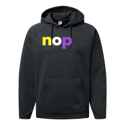 Funny Non Binary Pride Nope Nonbinary LGBTQ Enby Flag Performance Fleece Hoodie