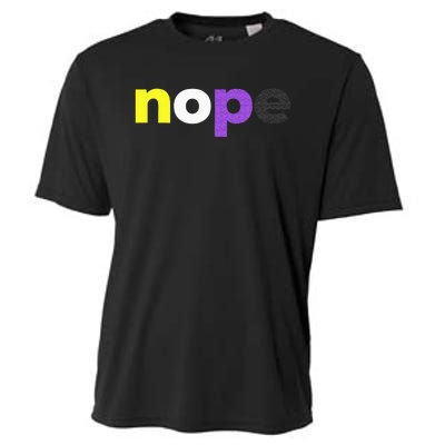 Funny Non Binary Pride Nope Nonbinary LGBTQ Enby Flag Cooling Performance Crew T-Shirt