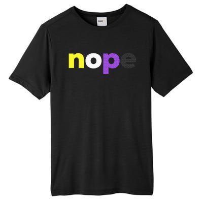 Funny Non Binary Pride Nope Nonbinary LGBTQ Enby Flag Tall Fusion ChromaSoft Performance T-Shirt