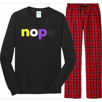 Funny Non Binary Pride Nope Nonbinary LGBTQ Enby Flag Long Sleeve Pajama Set