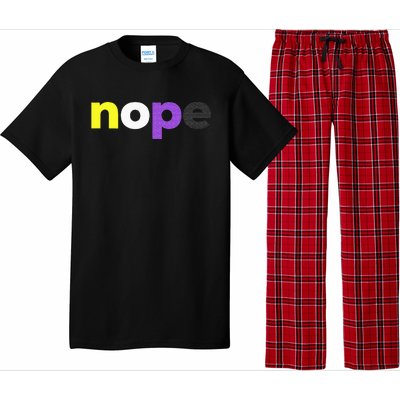 Funny Non Binary Pride Nope Nonbinary LGBTQ Enby Flag Pajama Set