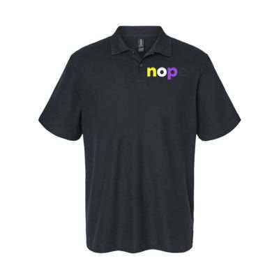 Funny Non Binary Pride Nope Nonbinary LGBTQ Enby Flag Softstyle Adult Sport Polo