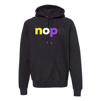 Funny Non Binary Pride Nope Nonbinary LGBTQ Enby Flag Premium Hoodie