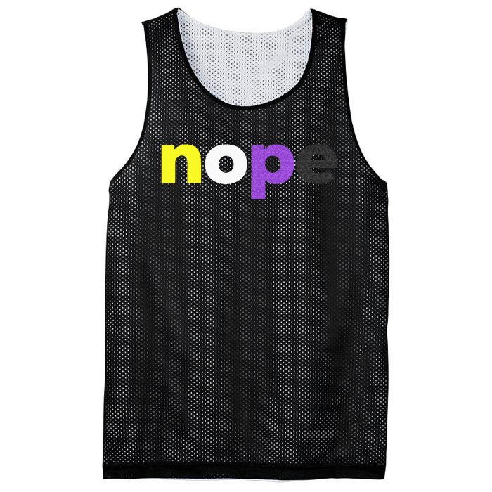 Funny Non Binary Pride Nope Nonbinary LGBTQ Enby Flag Mesh Reversible Basketball Jersey Tank