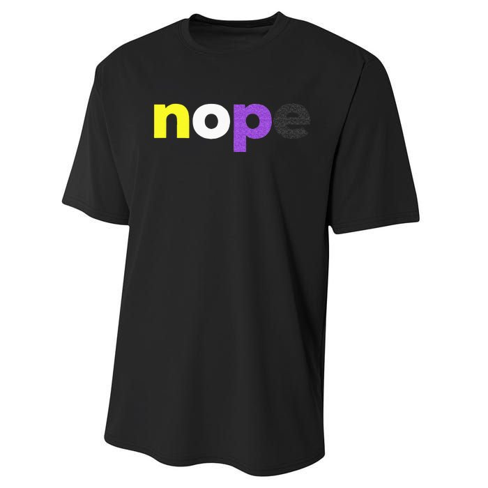 Funny Non Binary Pride Nope Nonbinary LGBTQ Enby Flag Performance Sprint T-Shirt