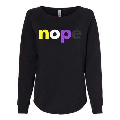 Funny Non Binary Pride Nope Nonbinary LGBTQ Enby Flag Womens California Wash Sweatshirt