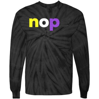 Funny Non Binary Pride Nope Nonbinary LGBTQ Enby Flag Tie-Dye Long Sleeve Shirt