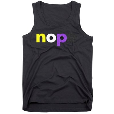 Funny Non Binary Pride Nope Nonbinary LGBTQ Enby Flag Tank Top