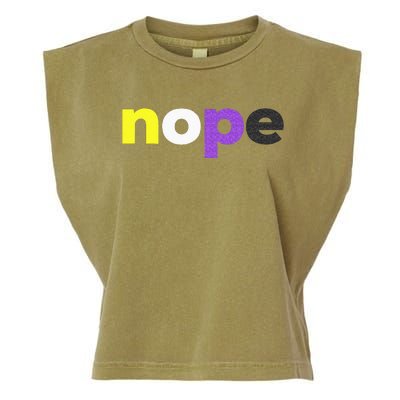 Funny Non Binary Pride Nope Nonbinary LGBTQ Enby Flag Garment-Dyed Women's Muscle Tee