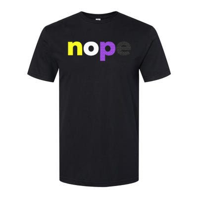 Funny Non Binary Pride Nope Nonbinary LGBTQ Enby Flag Softstyle® CVC T-Shirt