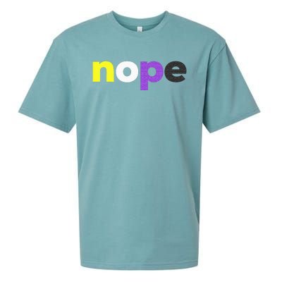 Funny Non Binary Pride Nope Nonbinary LGBTQ Enby Flag Sueded Cloud Jersey T-Shirt