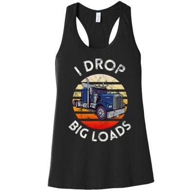 Funny  Novelty Big Rig Truck Drivers Trucker  Women's Racerback Tank