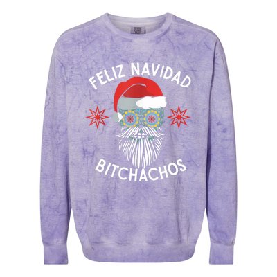 Feliz Navidad Bitchachos Funny Spanish Merry Christmas Skull TShirt Colorblast Crewneck Sweatshirt