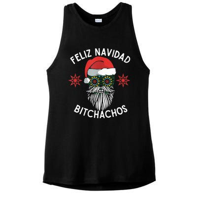 Feliz Navidad Bitchachos Funny Spanish Merry Christmas Skull TShirt Ladies PosiCharge Tri-Blend Wicking Tank