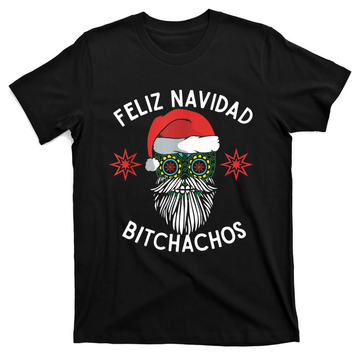 Feliz Navidad Bitchachos Funny Spanish Merry Christmas Skull TShirt T-Shirt