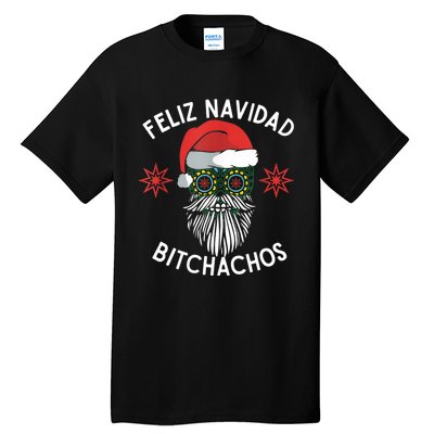 Feliz Navidad Bitchachos Funny Spanish Merry Christmas Skull TShirt Tall T-Shirt