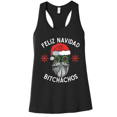 Feliz Navidad Bitchachos Funny Spanish Merry Christmas Skull TShirt Women's Racerback Tank