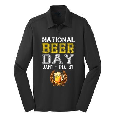 Funny National Beer Day January 1 To December 31 Cool Gift Silk Touch Performance Long Sleeve Polo