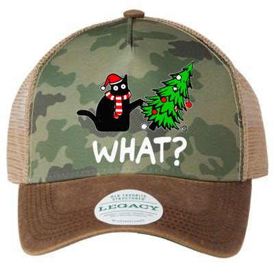 Funny Naughty Black Cat Pushing Christmas Tree Over Cat What Legacy Tie Dye Trucker Hat